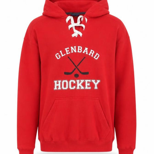 J-America Men's Red Glenbard Hockey Pullover Hoodie Size M
