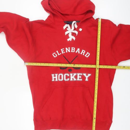 J-America Men's Red Glenbard Hockey Pullover Hoodie Size M