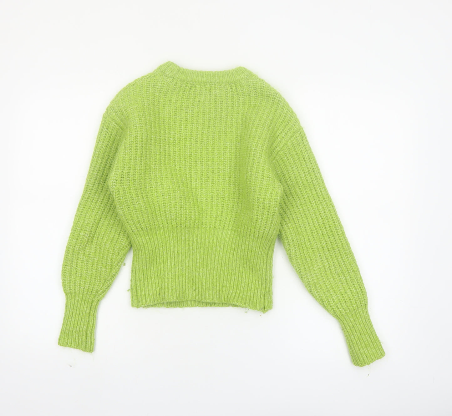 Zara Womens Green Knit Crew Neck Long Sleeve Pullover Jumper Size S