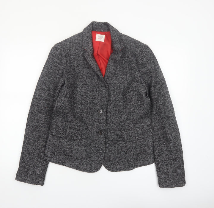Gap Women's Grey Herringbone Wool Blend Modern Blazer UK 14