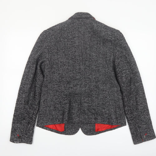 Gap Women's Grey Herringbone Wool Blend Modern Blazer UK 14