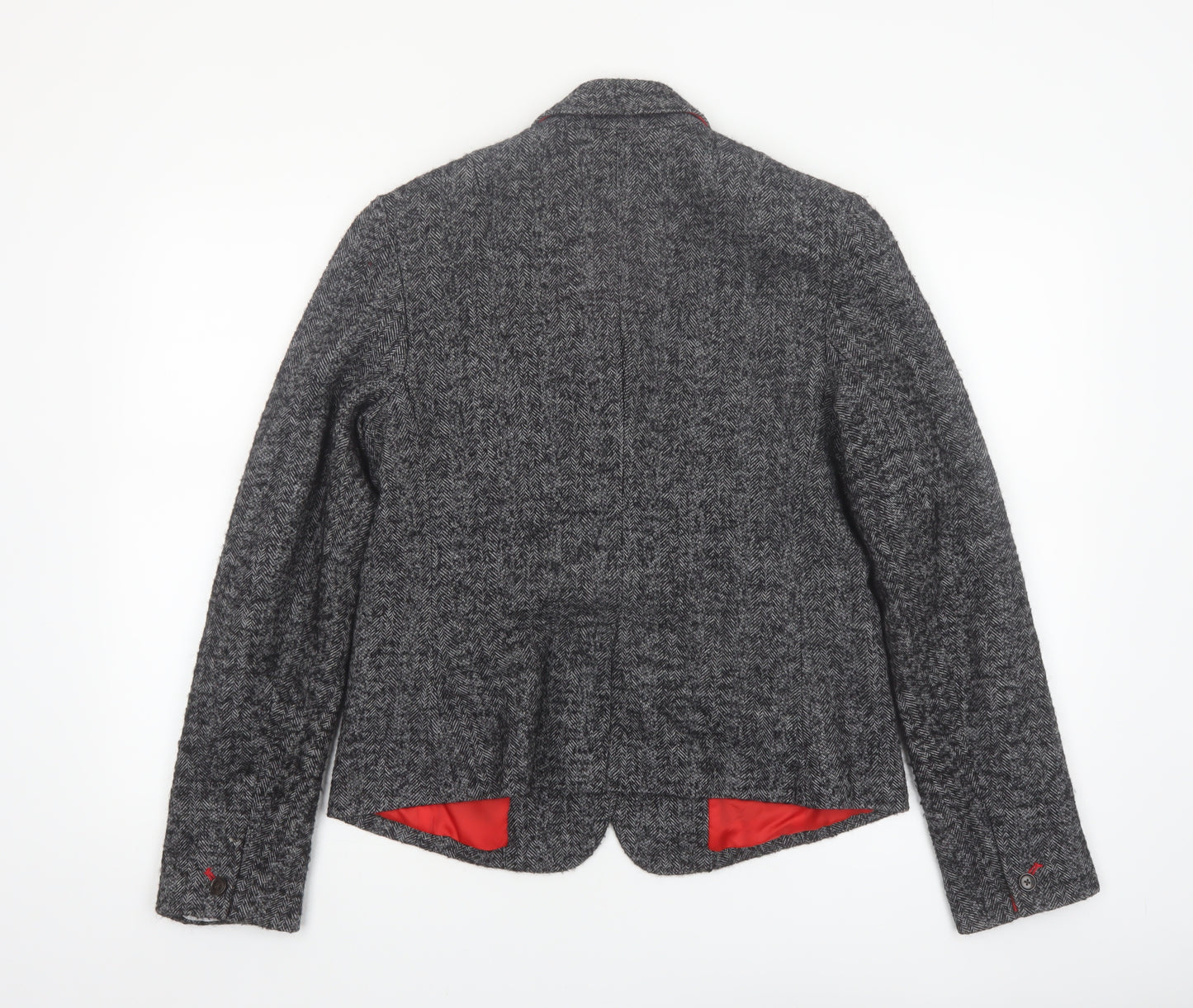 Gap Women's Grey Herringbone Wool Blend Modern Blazer UK 14