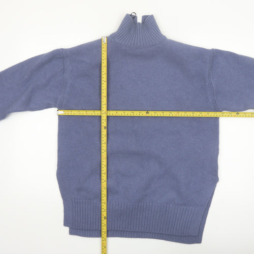 H&M Women Blue High Neck Wool Blend Jumper Size 8