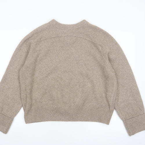 Abercrombie & Fitch Women Beige Wool Blend Crew Neck Jumper M