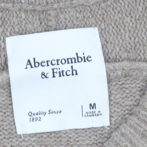 Abercrombie & Fitch Women Beige Wool Blend Crew Neck Jumper M