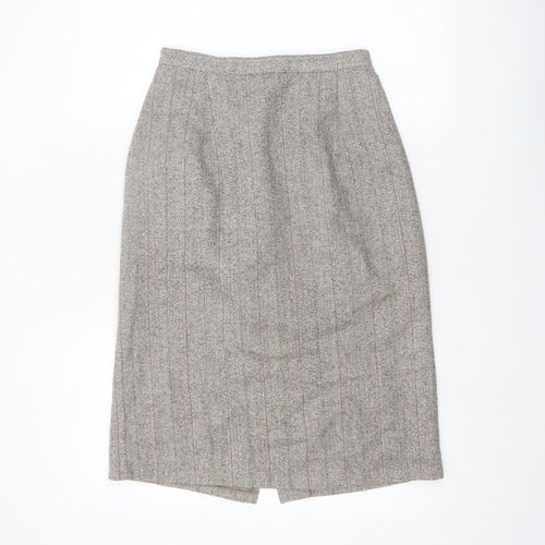 Adolfo International Women Grey Wool Tweed Pencil Skirt Size 10