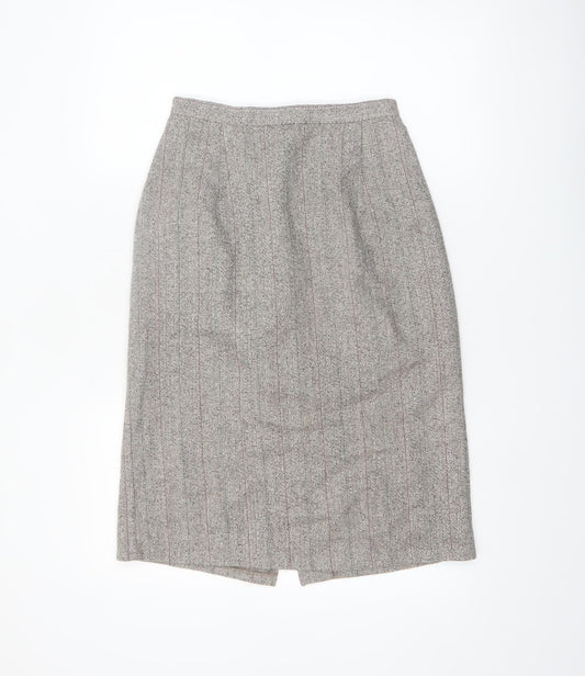 Adolfo International Women Grey Wool Tweed Pencil Skirt Size 10