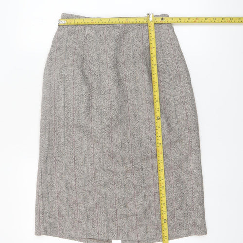 Adolfo International Women Grey Wool Tweed Pencil Skirt Size 10