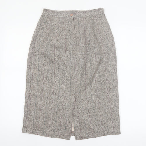 Adolfo International Women Grey Wool Tweed Pencil Skirt Size 10
