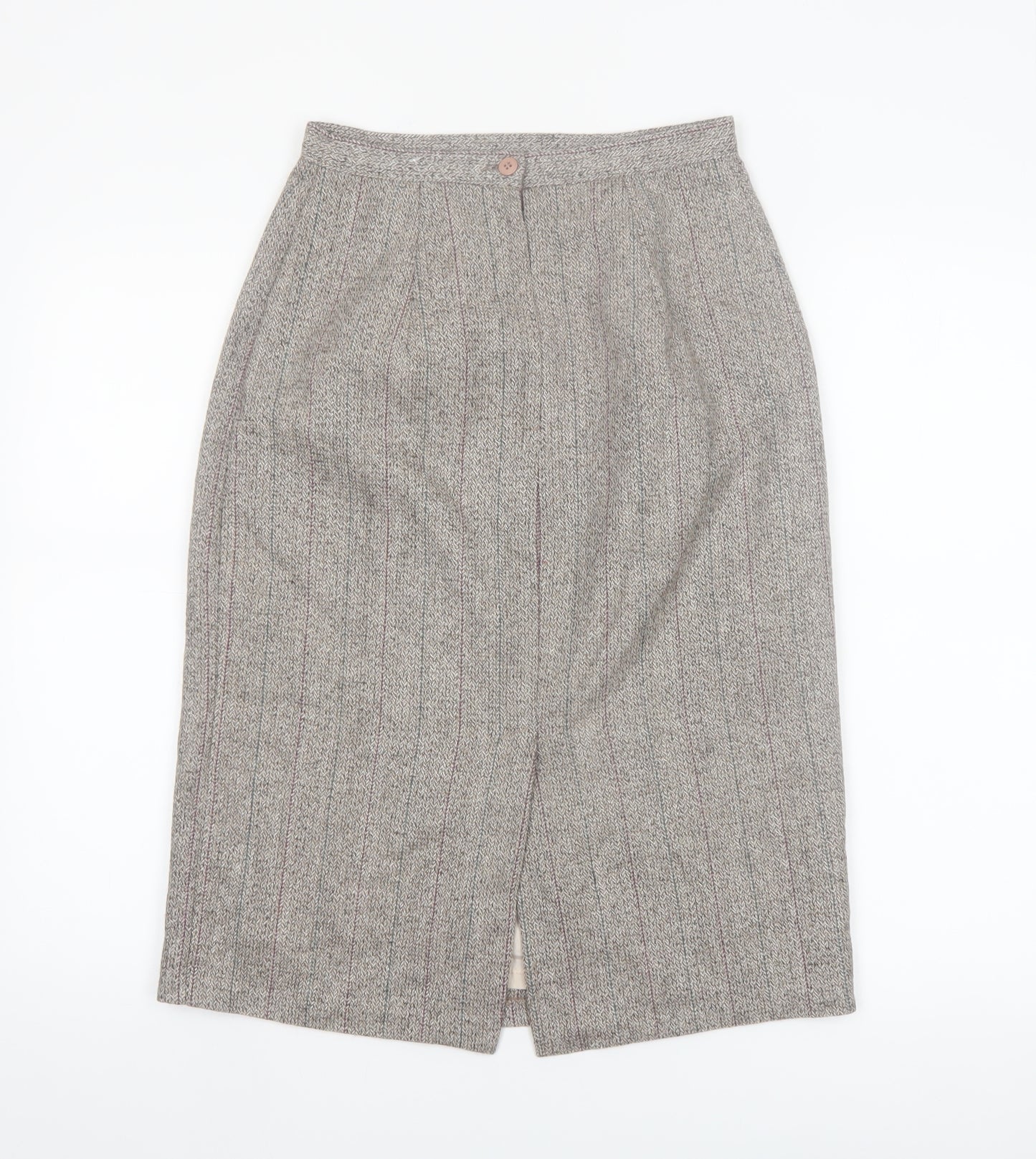 Adolfo International Women Grey Wool Tweed Pencil Skirt Size 10