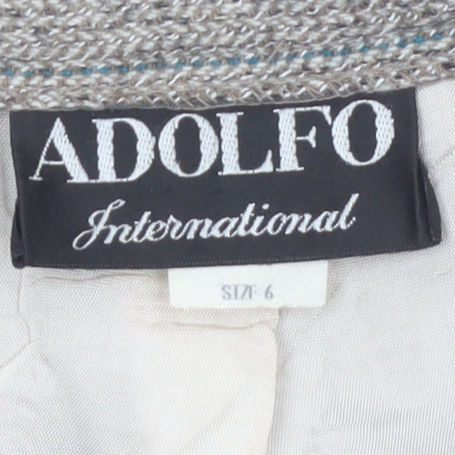 Adolfo International Women Grey Wool Tweed Pencil Skirt Size 10