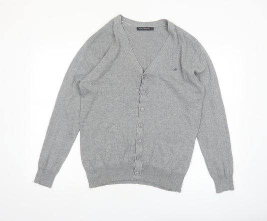 French Connection Men's Grey Cotton V-Neck Cardigan M