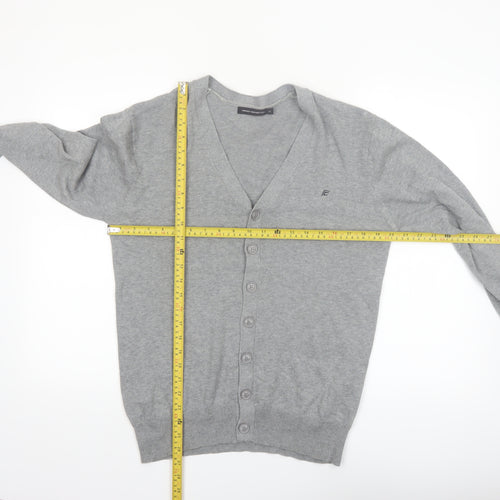 French Connection Men's Grey Cotton V-Neck Cardigan M