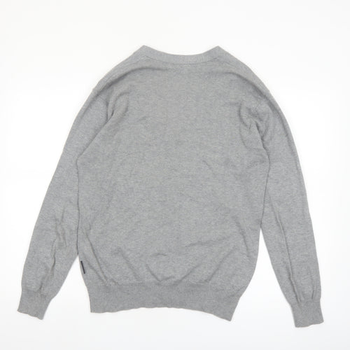 French Connection Men's Grey Cotton V-Neck Cardigan M