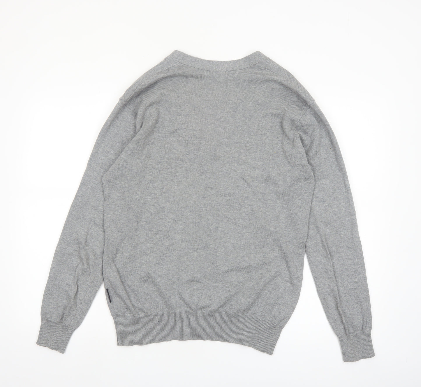 French Connection Men's Grey Cotton V-Neck Cardigan M