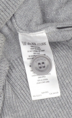 French Connection Men's Grey Cotton V-Neck Cardigan M
