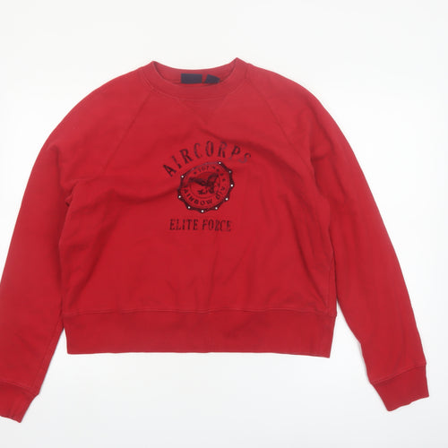 Route 66 Women Red Crew Neck Pullover Sweatshirt XL Air Corps Graphic