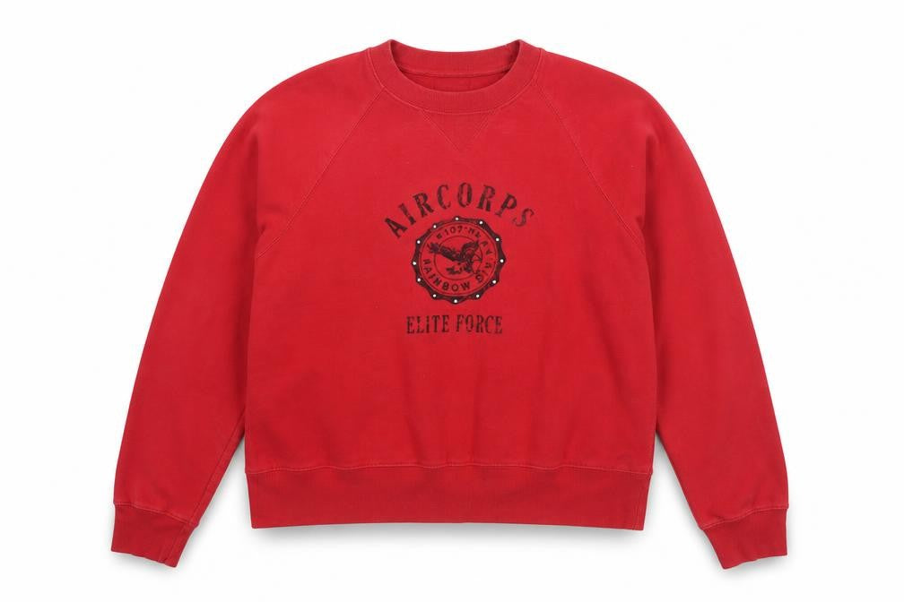 Front view of Route 66 Women Red Crew Neck Pullover Sweatshirt XL Air Corps Graphic