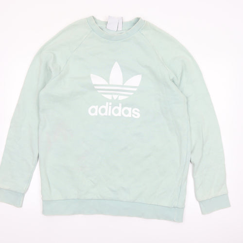 adidas Men's Green Logo Pullover Sweatshirt L Regular Fit