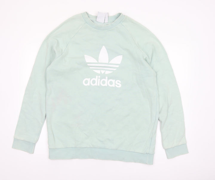 adidas Men's Green Logo Pullover Sweatshirt L Regular Fit