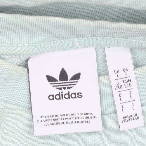adidas Men's Green Logo Pullover Sweatshirt L Regular Fit