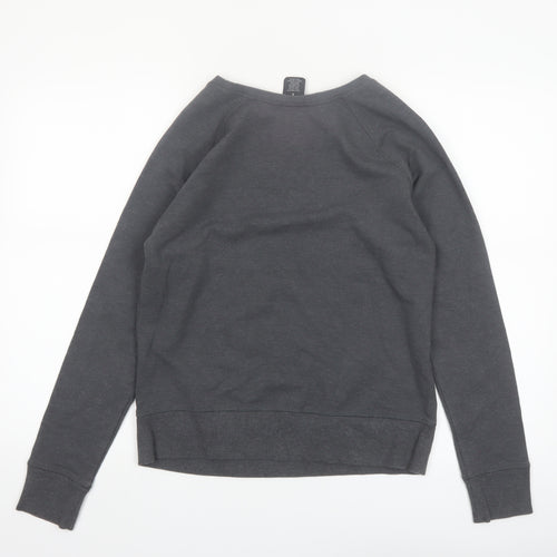 Reebok Women Grey Pullover Sweatshirt Small Graphic Print