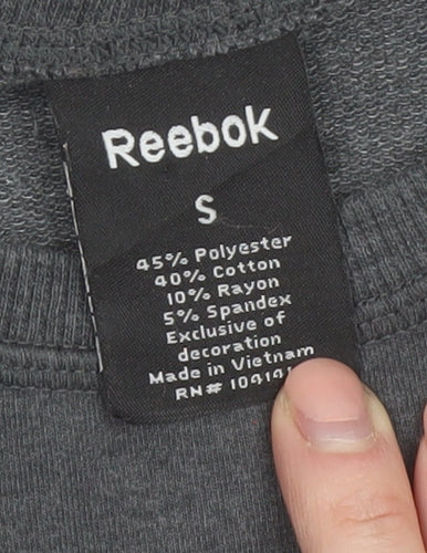 Reebok Women Grey Pullover Sweatshirt Small Graphic Print