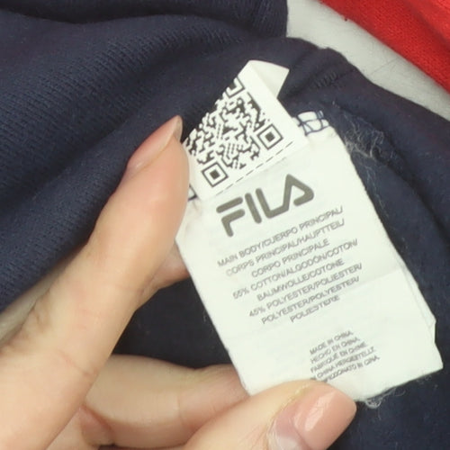 Fila Men's Blue Red Pullover Hoodie 2XL Logo Sports Sweatshirt