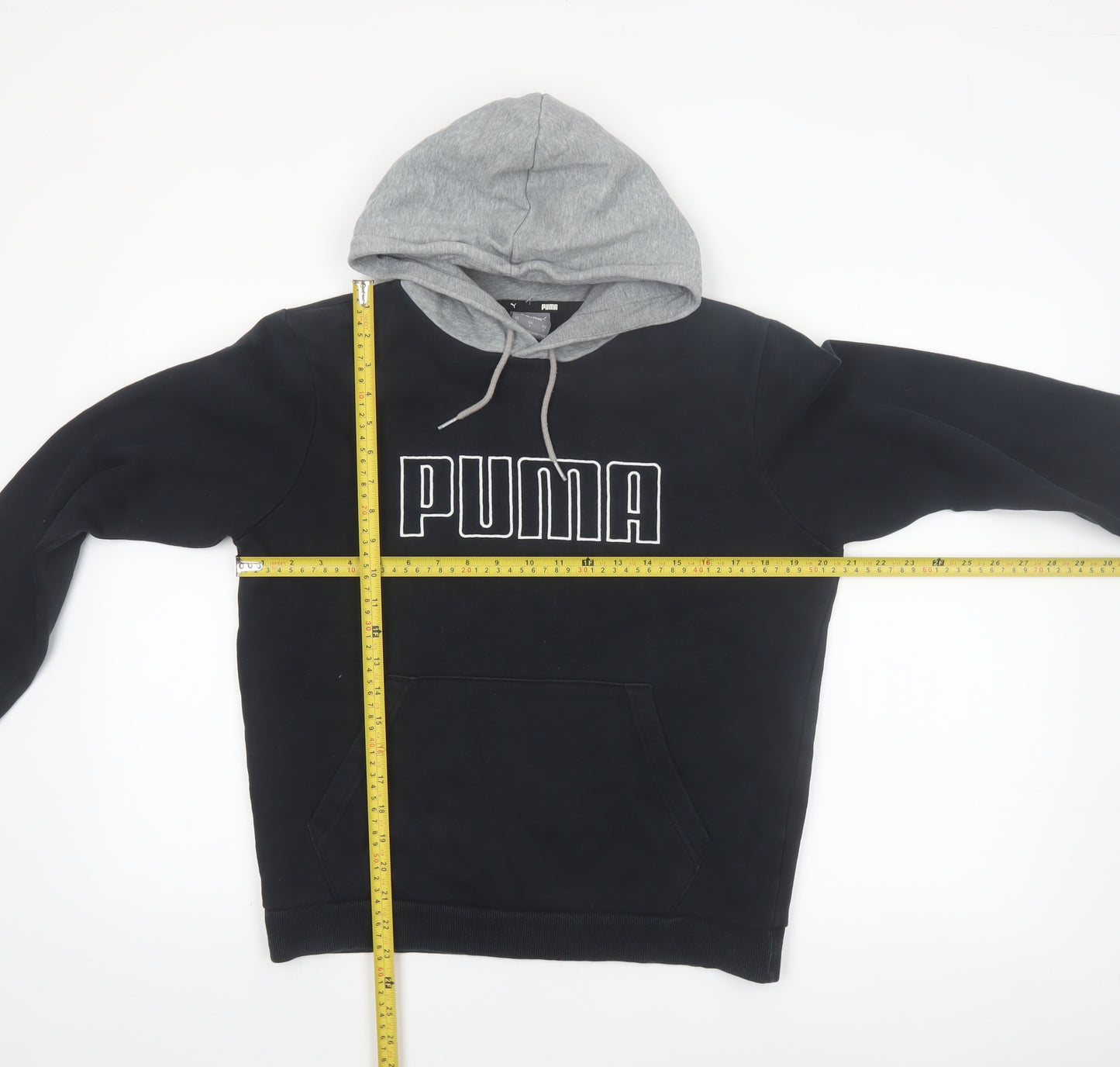 Puma Womens Black & Grey Pullover Hoodie Small Cotton Blend Casual
