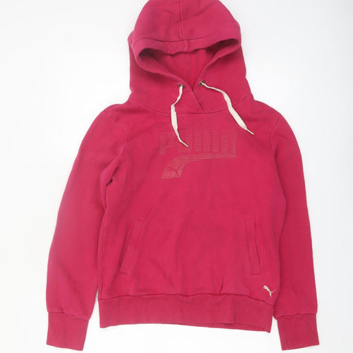 Puma Women's Pink Pullover Hoodie Size 12 Cotton Blend Sportswear