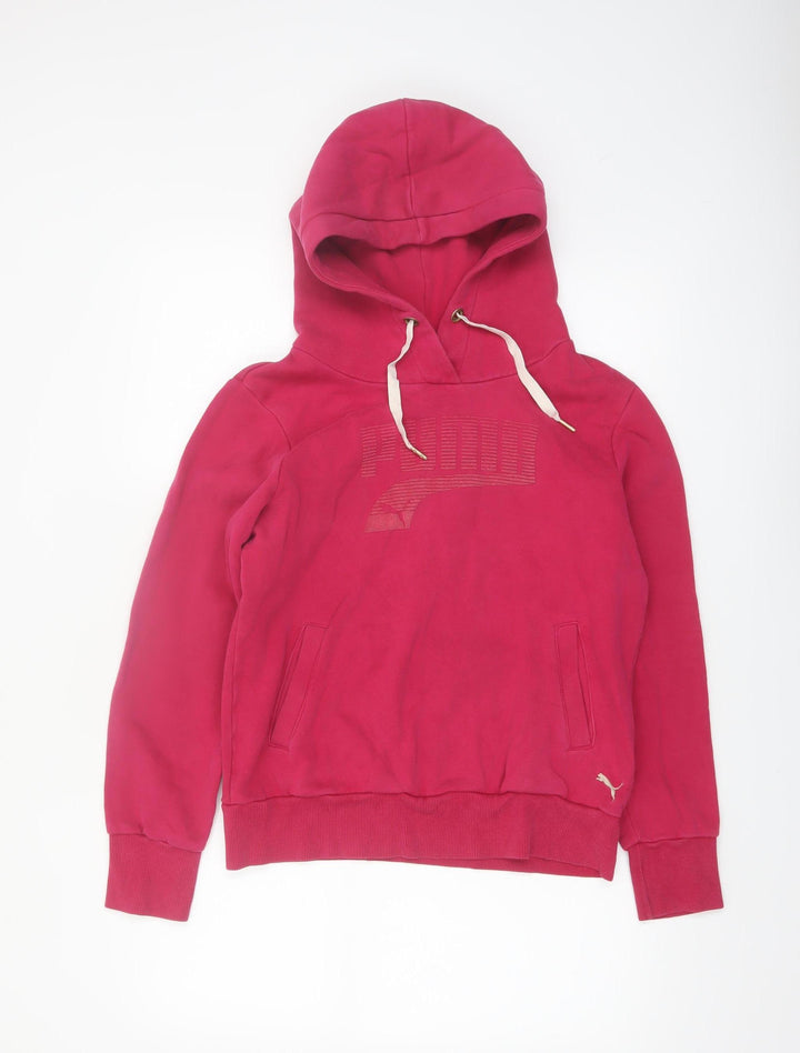 Puma Women's Pink Pullover Hoodie Size 12 Cotton Blend Sportswear