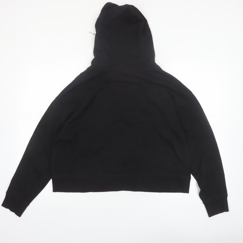 Reebok Womens Black Pullover Hoodie L Cotton Blend Logo Hooded Sweatshirt