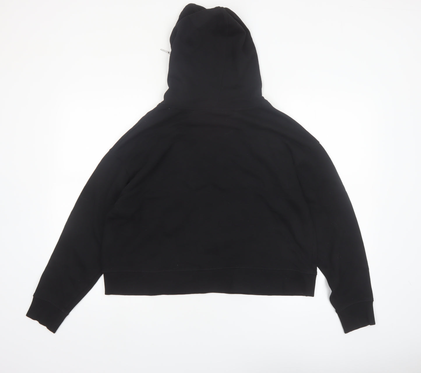 Reebok Womens Black Pullover Hoodie L Cotton Blend Logo Hooded Sweatshirt
