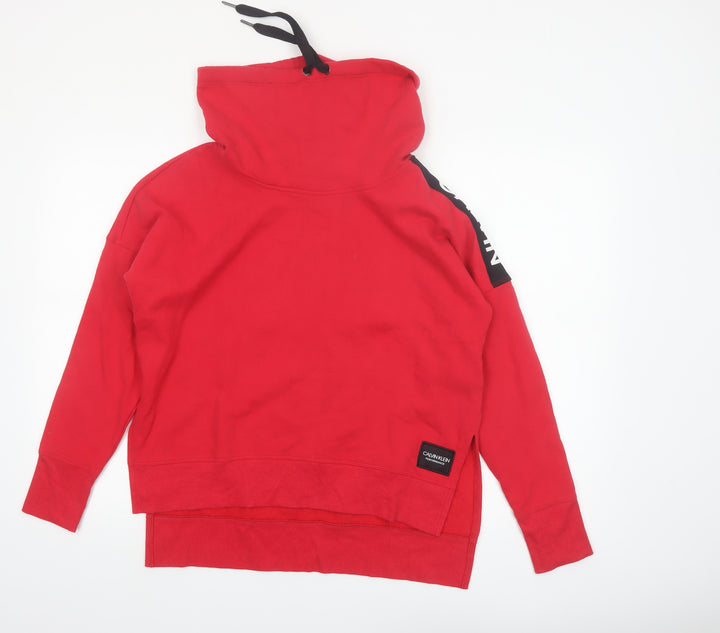 Calvin Klein Women’s Red Pullover Hoodie XS Cotton Blend
