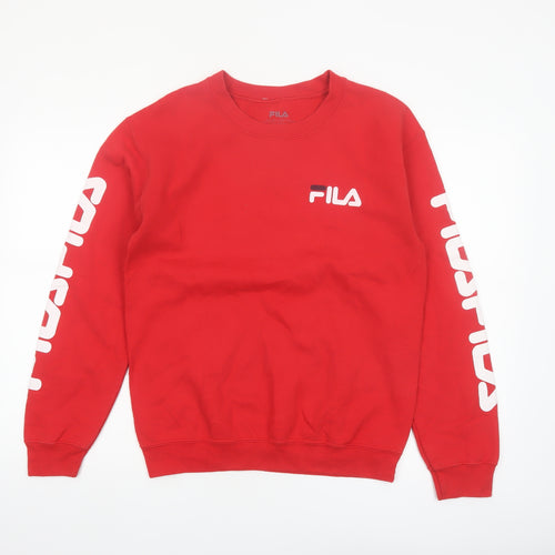 FILA Men's Red Crew Neck Logo Pullover Sweatshirt Size S