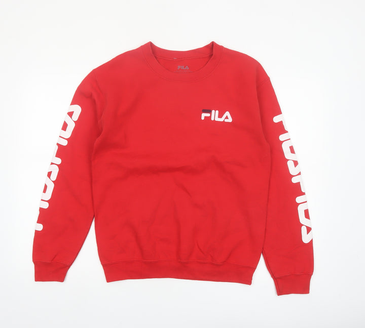 FILA Men's Red Crew Neck Logo Pullover Sweatshirt Size S