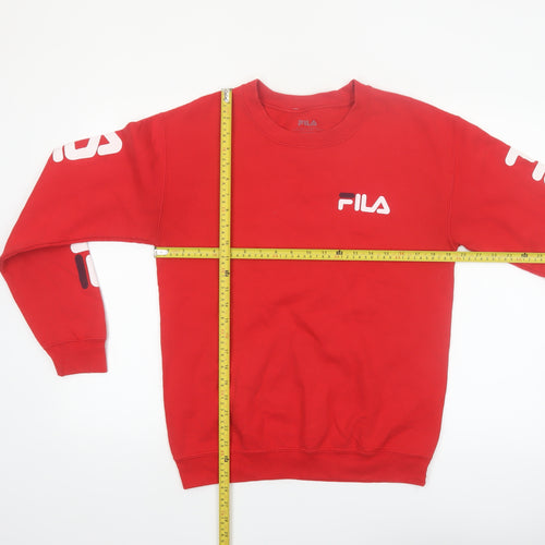 FILA Men's Red Crew Neck Logo Pullover Sweatshirt Size S
