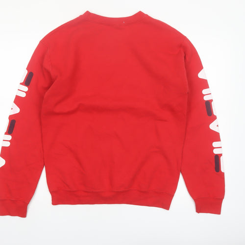 FILA Men's Red Crew Neck Logo Pullover Sweatshirt Size S