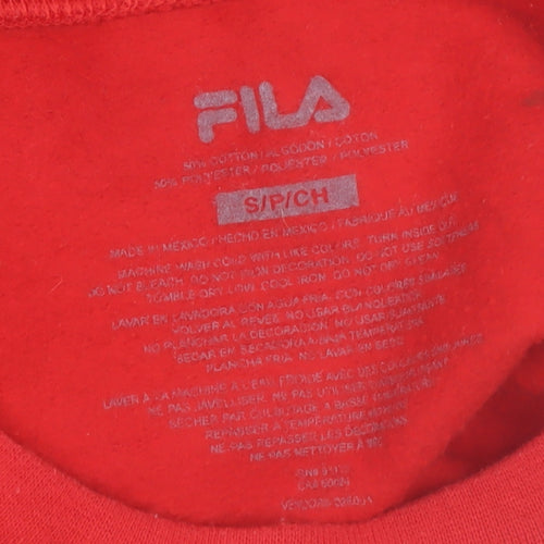 FILA Men's Red Crew Neck Logo Pullover Sweatshirt Size S