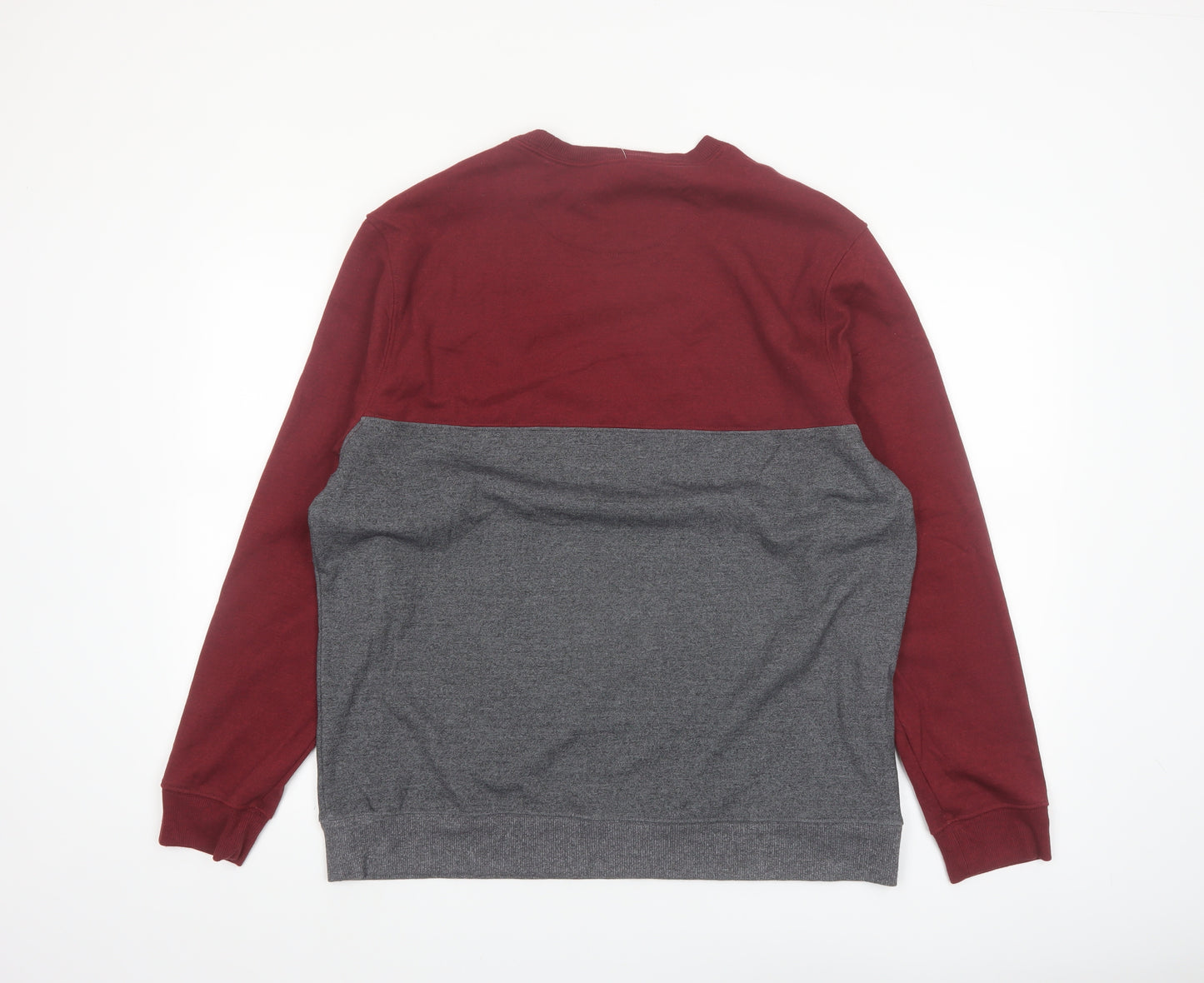 IZOD Mens Grey Burgundy Crew Neck Pullover Sweatshirt L Stretch