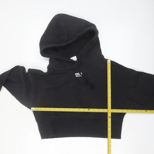 Adidas Women's Black Crop Pullover Hoodie UK 6 XS Cotton Blend