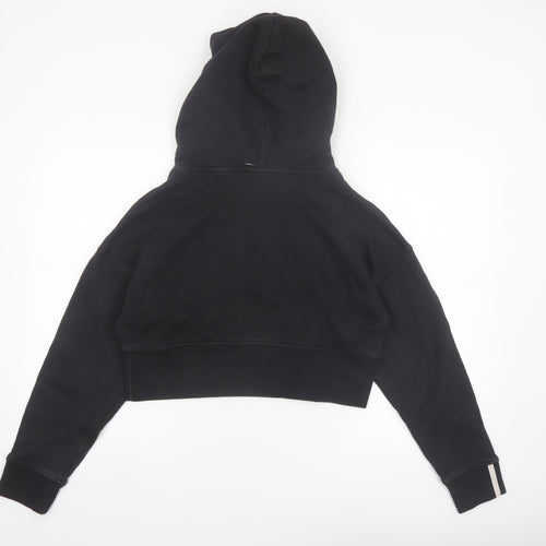 Adidas Women's Black Crop Pullover Hoodie UK 6 XS Cotton Blend