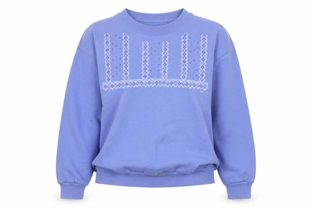 Front view of Jerzees Women Blue Embroidered Pullover Sweatshirt, size M
