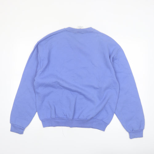 Jerzees Women Blue Embroidered Pullover Sweatshirt Size M