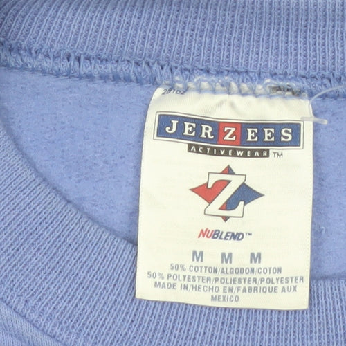 Jerzees Women Blue Embroidered Pullover Sweatshirt Size M