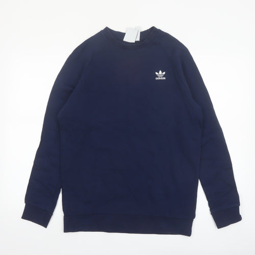 Adidas Mens Blue Small Crew Neck Pullover Sweatshirt