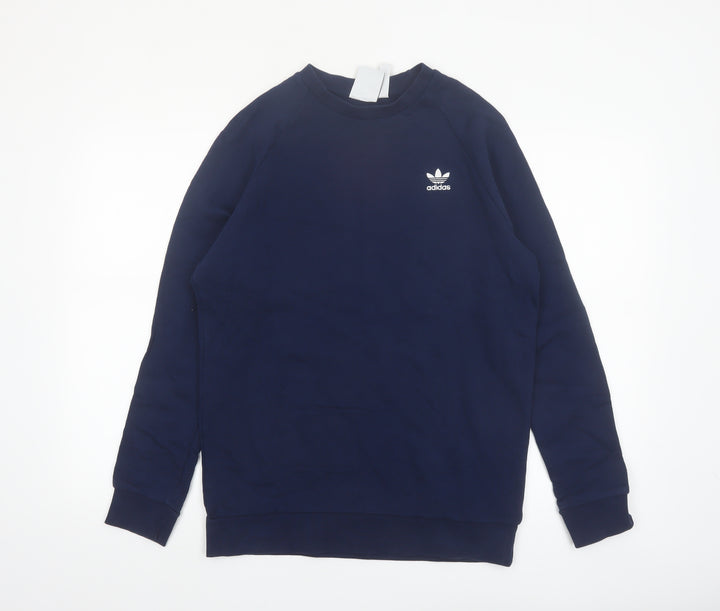 Adidas Mens Blue Small Crew Neck Pullover Sweatshirt