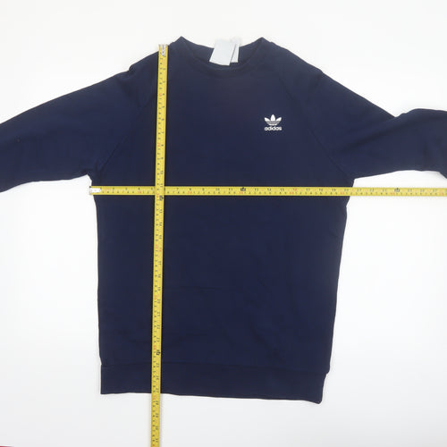 Adidas Mens Blue Small Crew Neck Pullover Sweatshirt