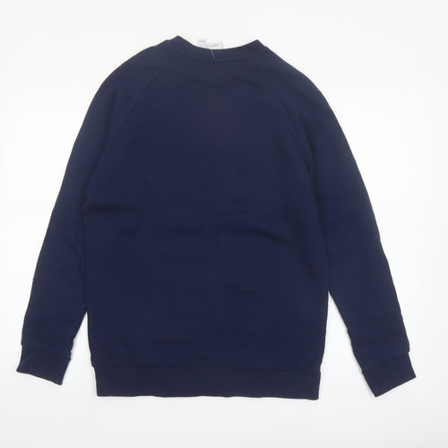 Adidas Mens Blue Small Crew Neck Pullover Sweatshirt