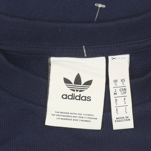 Adidas Mens Blue Small Crew Neck Pullover Sweatshirt